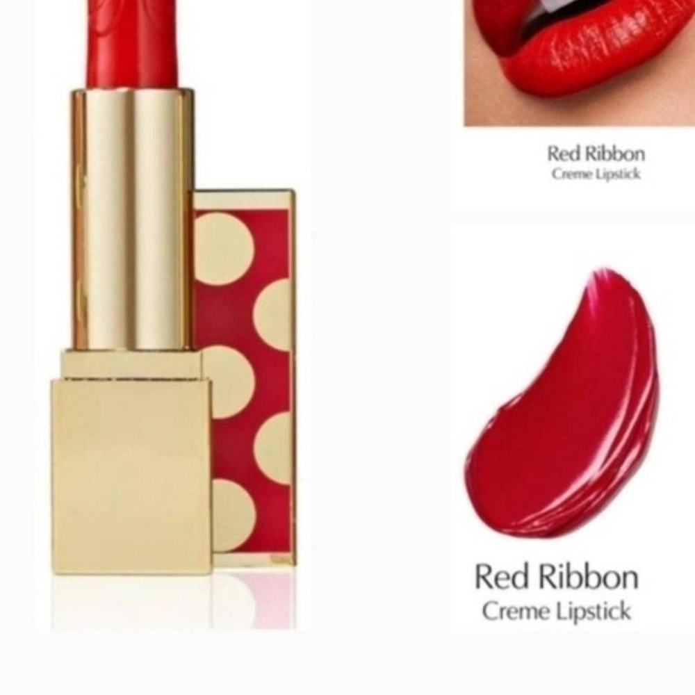 Estee Lauder Limited Edition Red Ribbon Creme Lipstick Polka Dot Case New
